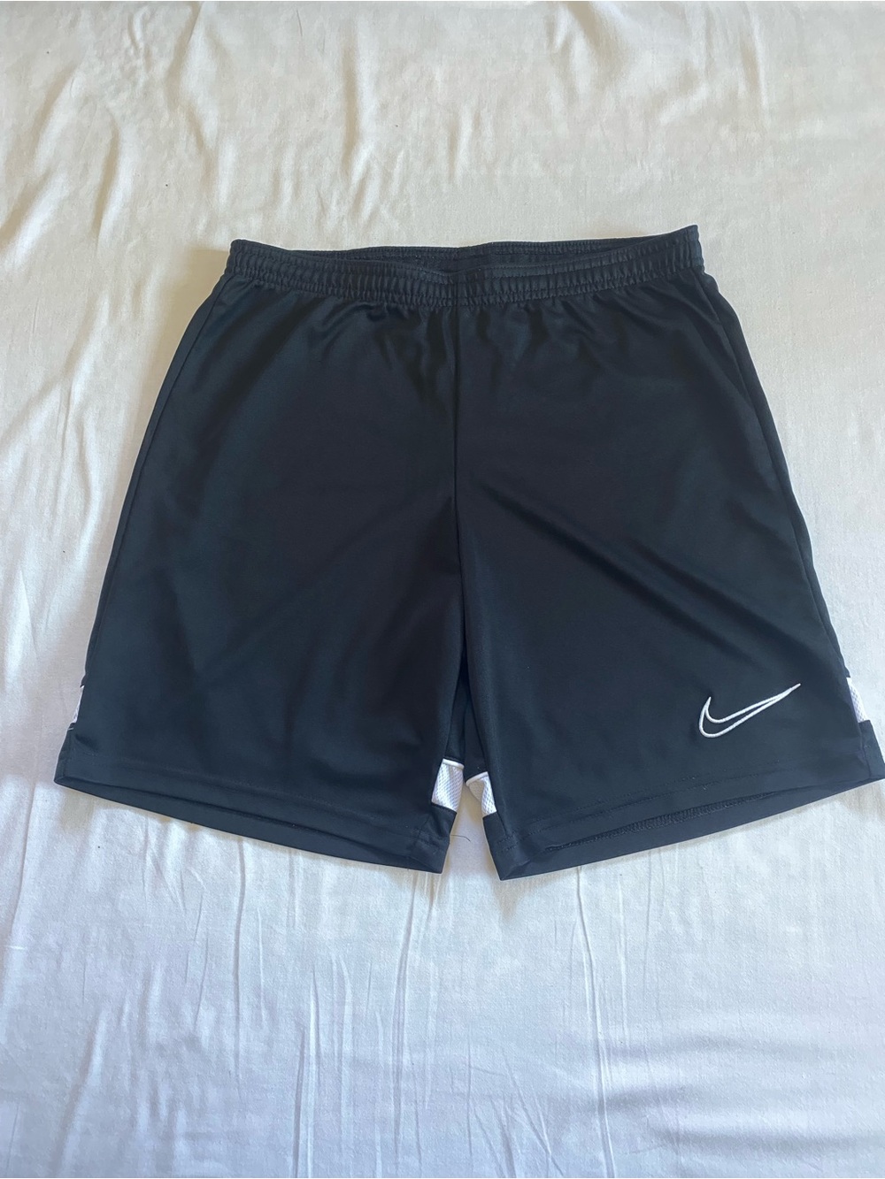 Nike Men’s Black Athletic Shorts with White Swoosh - Size S